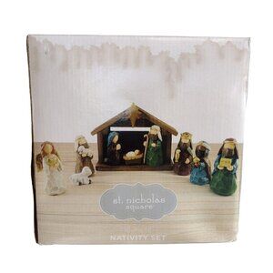 NIB St Nicholas Square 10 Piece Nativity Set Peace & Love Decor Kohls